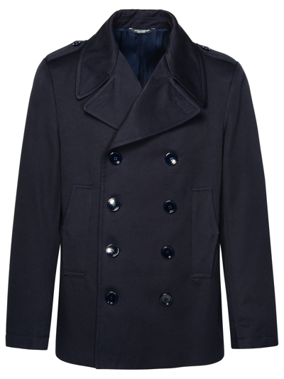 Shop Dolce & Gabbana Blue Cotton Jacket Man