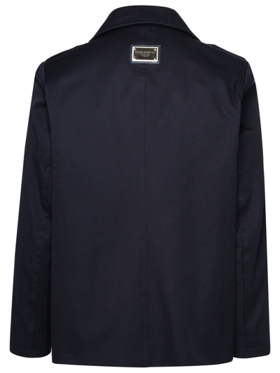 Shop Dolce & Gabbana Blue Cotton Jacket Man