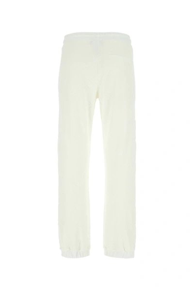 Shop Fendi Man Ivory Terry Fabric Joggers In White