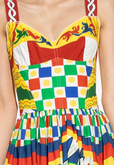 Shop Dolce & Gabbana Carretto-print Bustier Midi Dress In Multicolor
