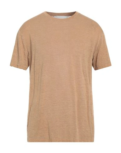 Shop Amaranto Man T-shirt Brown Size M Linen, Elastane