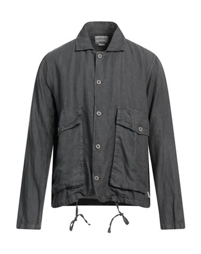 Shop Crossley Man Shirt Lead Size L Linen In Grey