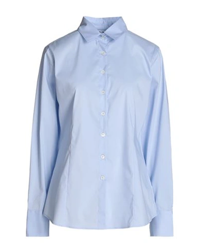 Shop Caliban Woman Shirt Sky Blue Size 14 Cotton, Polyamide, Elastane