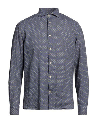 Shop Drumohr Man Shirt Slate Blue Size L Linen