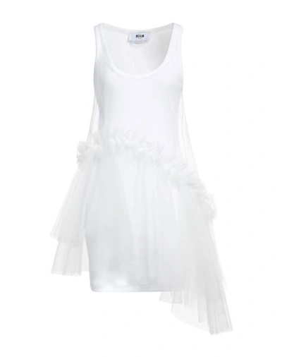 Shop Msgm Woman Mini Dress White Size L Cotton, Elastane, Polyamide