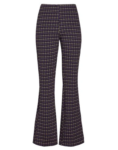 Shop 8 By Yoox Check High-waist Flared Pants Woman Pants Purple Size 12 Polyamide, Elastane
