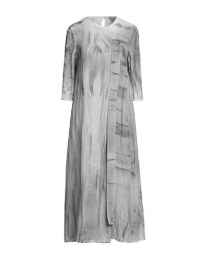Shop Un-namable Woman Midi Dress Grey Size 6 Linen, Cotton