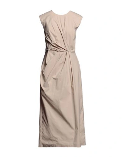 Shop Liviana Conti Woman Midi Dress Beige Size 8 Cotton, Polyamide, Elastane