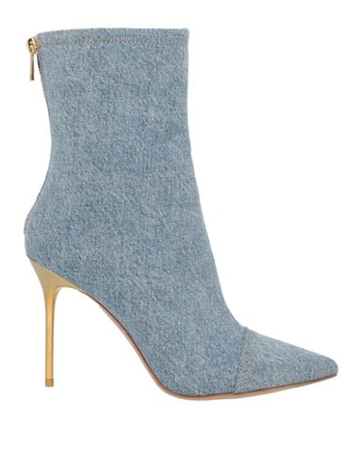 Shop Balmain Woman Ankle Boots Blue Size 7.5 Textile Fibers