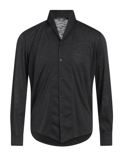 Shop Daniele Alessandrini Man Shirt Black Size L Polyester, Viscose, Elastane