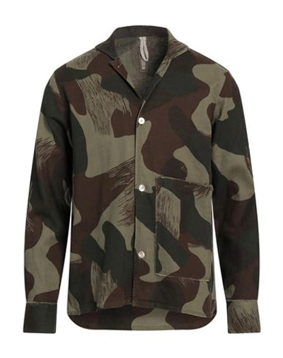 Shop Dnl Man Shirt Military Green Size L Cotton, Linen