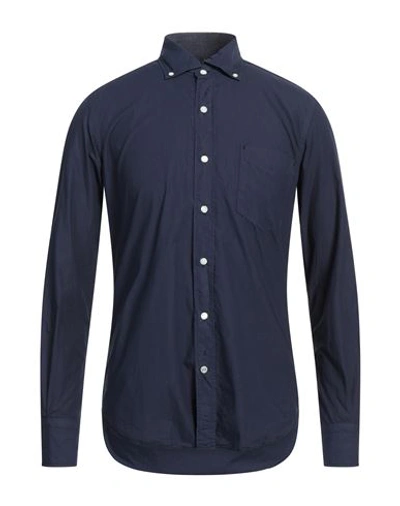 Shop Jacob Cohёn Man Shirt Navy Blue Size 15 ½ Cotton