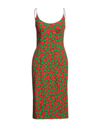 Moschino Cherry Monogram Print Dress In Red