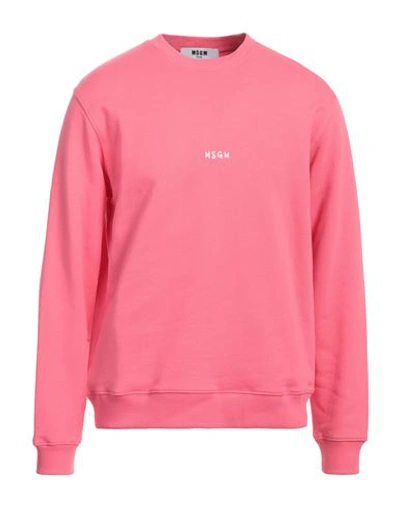 Shop Msgm Man Sweatshirt Fuchsia Size Xl Cotton In Pink