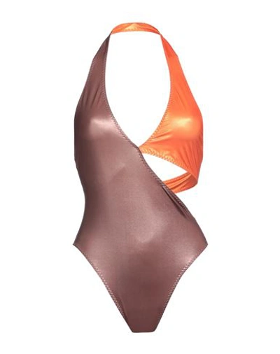 Shop Alessandro Vigilante Woman One-piece Swimsuit Cocoa Size M Polyamide, Elastane In Brown