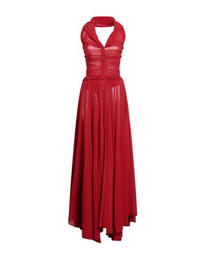 Shop Philosophy Di Lorenzo Serafini Woman Maxi Dress Red Size 8 Polyamide In Tomato Red
