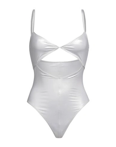 Shop Alessandro Vigilante Woman One-piece Swimsuit Silver Size M Polyamide, Elastane