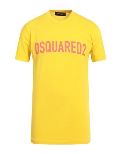 Shop Dsquared2 Man T-shirt Yellow Size L Cotton