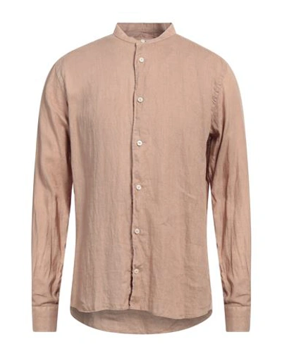 Shop Mastricamiciai Man Shirt Khaki Size 16 Linen In Beige