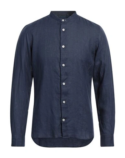 Shop Mastricamiciai Man Shirt Navy Blue Size 15 Linen