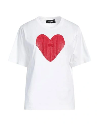 Dsquared2 Woman T-shirt Off White Size L Cotton In Off White