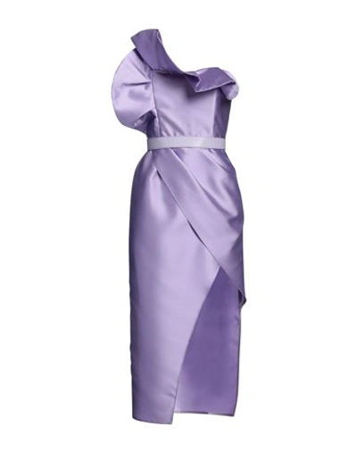 Simona Corsellini Woman Midi Dress Lilac Size 6 Polyester, Polyamide, Elastane In Purple