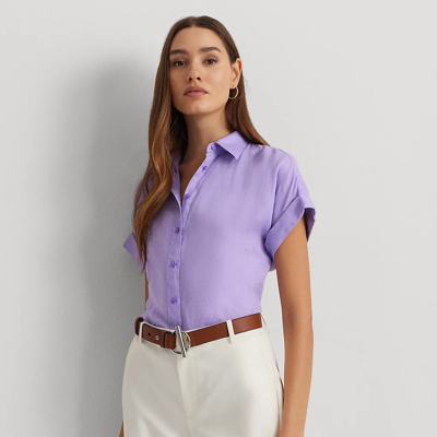 Shop Lauren Ralph Lauren Relaxed Fit Linen Short-sleeve Shirt In Wild Lavender