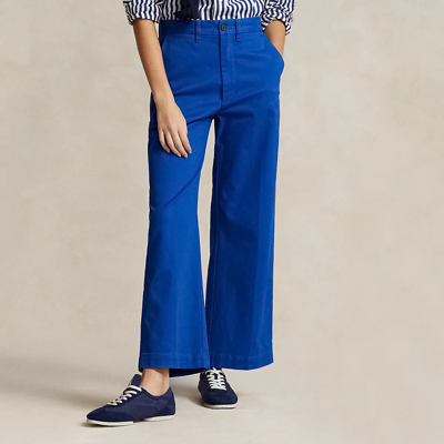 Shop Ralph Lauren Chino Wide-leg Pant In Blue Saturn