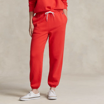 Shop Ralph Lauren Fleece Athletic Pant In Bright Hibiscus