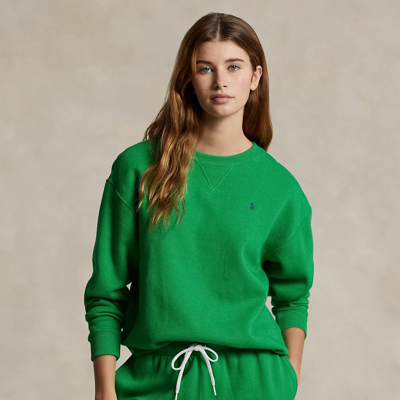 Shop Ralph Lauren Fleece Crewneck Sweatshirt In Preppy Green