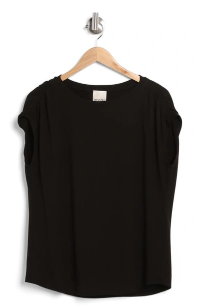 Shop Industry Republic Clothing Gathered Cap Sleeve T-shirt In Black