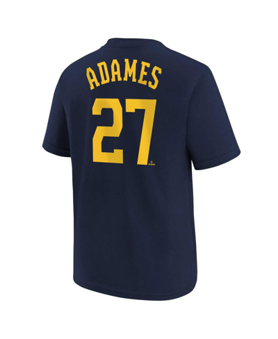 Shop Nike Big Boys  Willy Adames Navy Milwaukee Brewers Player Name And Number T-shirt