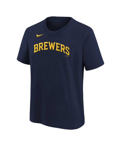 Shop Nike Big Boys  Willy Adames Navy Milwaukee Brewers Player Name And Number T-shirt
