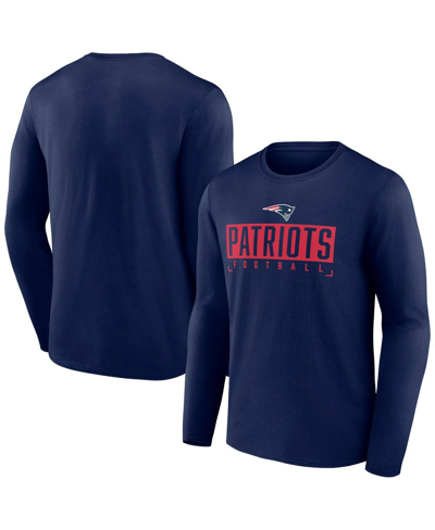 Fanatics Branded Navy New England Patriots Big & Tall Wordmark Long Sleeve T-shirt In Navy