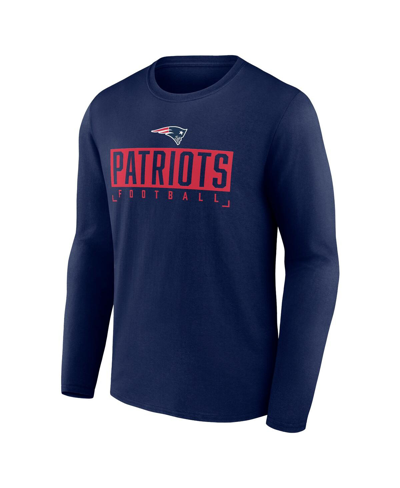 Fanatics Branded Navy New England Patriots Big & Tall Wordmark Long Sleeve T-shirt In Navy
