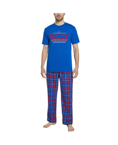 Shop Concepts Sport Men's  Royal, Red Buffalo Bills Arctic T-shirt And Flannel Pants Sleep Set In Royal,red