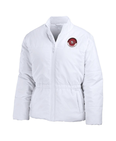 Shop Wear By Erin Andrews Women's  White San Francisco 49ers Packaway Full-zip Puffer Jacket