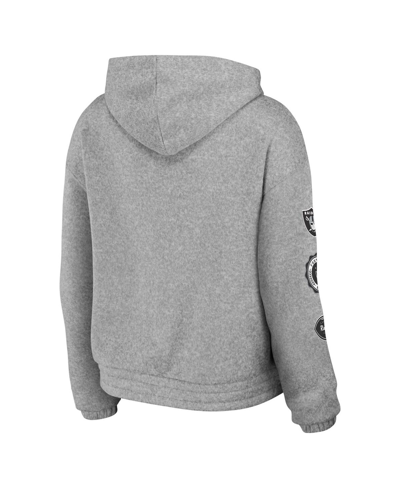 Wear By Erin Andrews Women's  Heather Gray Las Vegas Raiders Full-zip Hoodie In Heather Gray