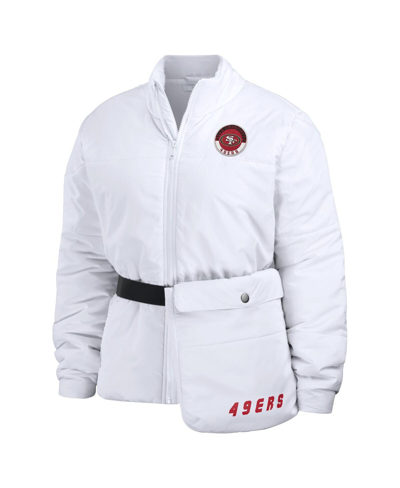 Shop Wear By Erin Andrews Women's  White San Francisco 49ers Packaway Full-zip Puffer Jacket