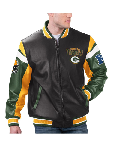 Shop G-iii Sports By Carl Banks Men's  Black Green Bay Packers Full-zip Varsity Jacket