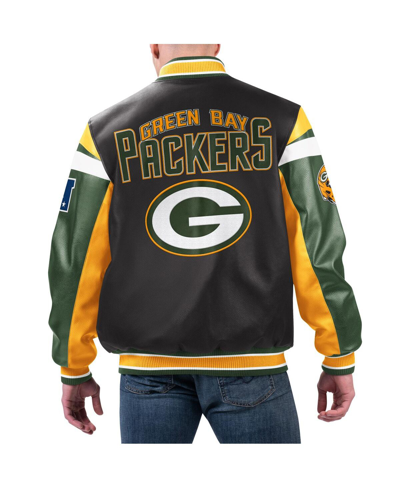 Shop G-iii Sports By Carl Banks Men's  Black Green Bay Packers Full-zip Varsity Jacket
