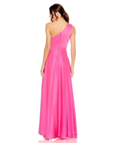 Shop Mac Duggal Women's Ieena One Shoulder High Low A Line Gown In Hot Pink