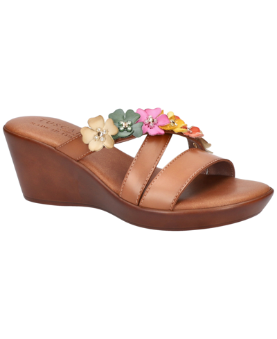 Shop Easy Street Women's Bellefleur Slip-on Wedge Sandals In Tan