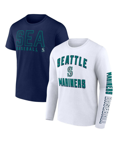 Fanatics Branded Navy/white Seattle Mariners Two-pack Combo T-shirt Set In Navy,white