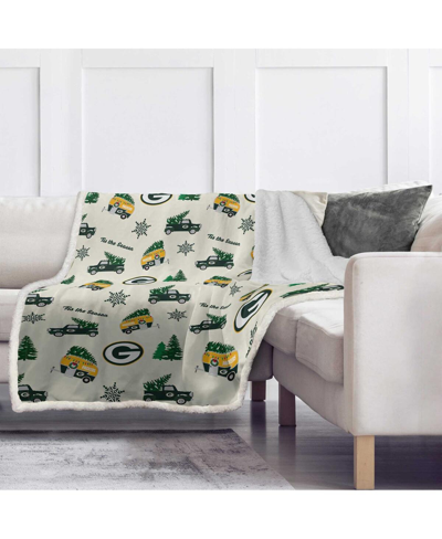 Shop Pegasus Home Fashions Pegasus Green Bay Packers Holiday Truck Repeat 50" X 60" Sherpa Flannel Fleece Blanket In Multi