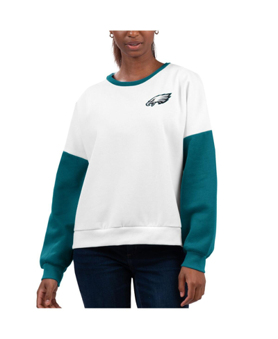 Shop G-iii 4her By Carl Banks Women's  White Philadelphia Eagles A-game Pullover Sweatshirt