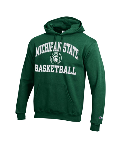 Shop Champion Men's  Green Michigan State Spartans Basketball Icon Powerblend Pullover Hoodie