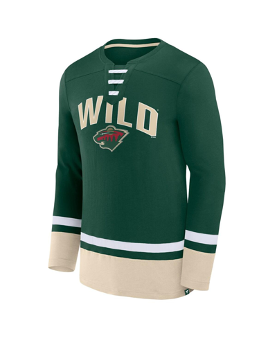 Fanatics Branded Green Minnesota Wild Back Pass Lace-up Long Sleeve T-shirt In Green