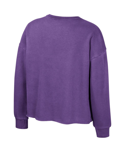 Shop Colosseum Big Girls  Purple Lsu Tigers Audrey Washed Fleece Pullover Crewneck Sweatshirt