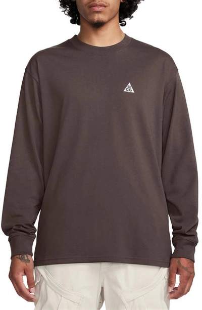 Shop Nike Dri-fit Acg Oversize Long Sleeve T-shirt In Baroque Brown